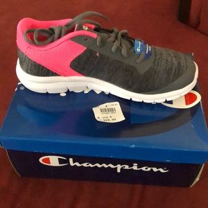 Pink and Gray Champion sneakers. Kids sz4